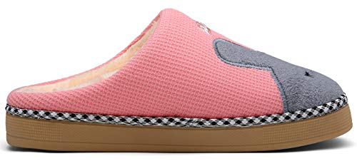 Mishansha Invierno Zapatillas Interior Casa Caliente Felpa Algodón Pantuflas Mujer Antideslizante Dibujos Animados Pareja Zapatos, Conejo-Rosa, 37/38 EU=38/39 CN