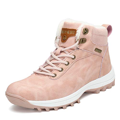 Mishansha Mujer Botas de Nieve Mujer Botines Zapatos Senderismo Impermeables Deportes Trekking Zapatos Impermeable Botas de Invierno Fur Forro Aire Libre Boots Rosa 37 EU