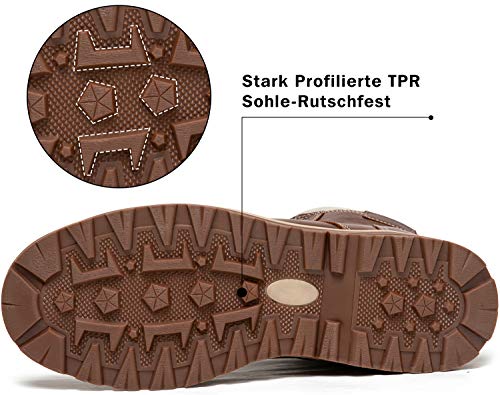 Mishansha Mujer Caliente Botas de Nieve Antideslizante Botas de Invierno Hombre Botines Forrados Botas Montaña Forrados de Piel Marrón Gr.39