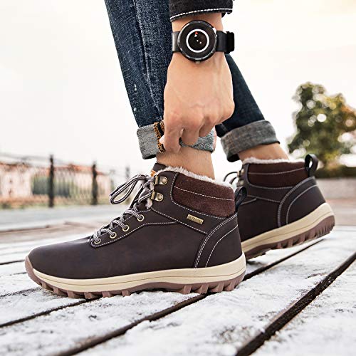 Mishansha Mujer Hombre Botas para Invierno con Forro de Piel Cálidas Zapatos para Caminar Senderismo y Trekking - Calentitas Cómodas Antideslizantes(Marrón, 47 EU)