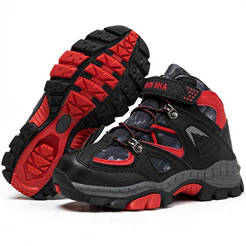 Mishansha Niños Zapatillas Montaña Antideslizante Zapatos de Senderismo Forro Cálido Calzado Deportivo Warm Boots Botas para Niño Nieve Impermeable, Rojo 33