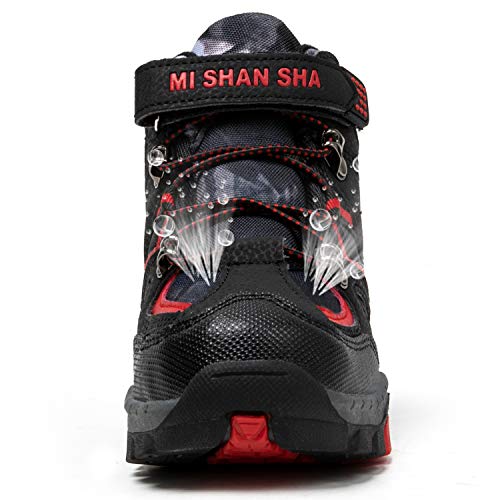 Mishansha Niños Zapatillas Montaña Antideslizante Zapatos de Senderismo Forro Cálido Calzado Deportivo Warm Boots Botas para Niño Nieve Impermeable, Rojo 33