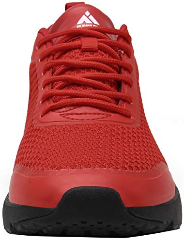 Mishansha Unisexo Low Top Zapatillas de Deporte Conveniente Cordones Hombre Mujer Calzado de Jogging Caminar Moda Ligero Zapatos Casuales Cómodos Plano Exterior Interior, Sneaker Rojo 39