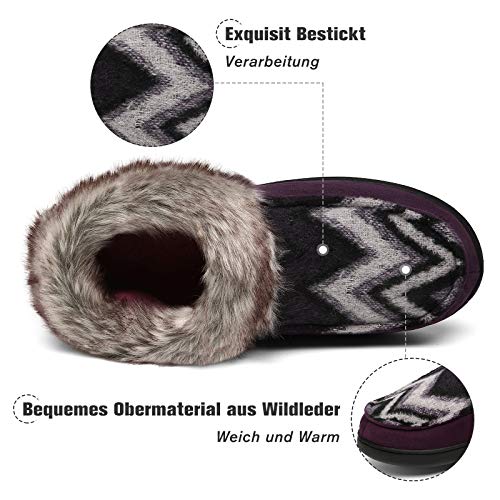 Mishansha Zapatillas Casa Invierno de Espuma Viscoelástica Mujer Antideslizantes CáLido Pantuflas Mujer de Interior y Exterior Morado Gr.39