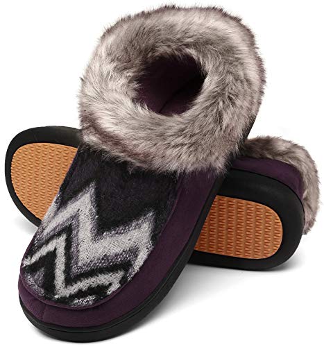 Mishansha Zapatillas Casa Invierno de Espuma Viscoelástica Mujer Antideslizantes CáLido Pantuflas Mujer de Interior y Exterior Morado Gr.39