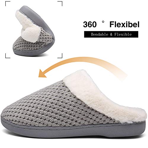 Mishansha Zapatillas de Casa Hombre Pantuflas Antideslizantes Mujer Cálido y Confortable Zapatillas de Espuma Viscoelástica Gris Gr.36/37