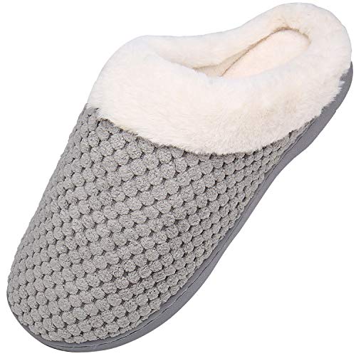 Mishansha Zapatillas de Casa Hombre Pantuflas Antideslizantes Mujer Cálido y Confortable Zapatillas de Espuma Viscoelástica Gris Gr.36/37