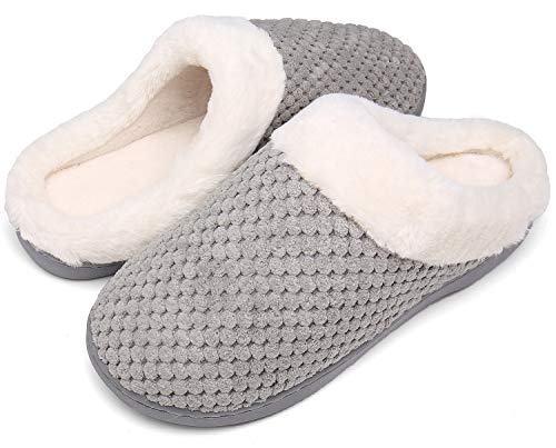 Mishansha Zapatillas de Casa Hombre Pantuflas Antideslizantes Mujer Cálido y Confortable Zapatillas de Espuma Viscoelástica Gris Gr.38/39