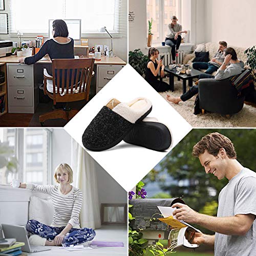 Mishansha Zapatillas de Casa Hombre Pantuflas Antideslizantes Mujer Cálido y Confortable Zapatillas de Espuma Viscoelástica Negro Gr.42/43