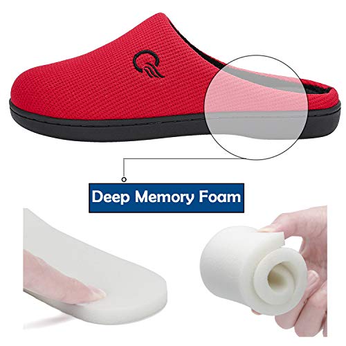 Mishansha Zapatillas de Estar en Casa Hombre Mujer, Zapatillas Casa Memory Foam para Invierno Otoño, Cómodas/Blanditas/Mulliditas y Calientes(Rojo, 36/37 EU)