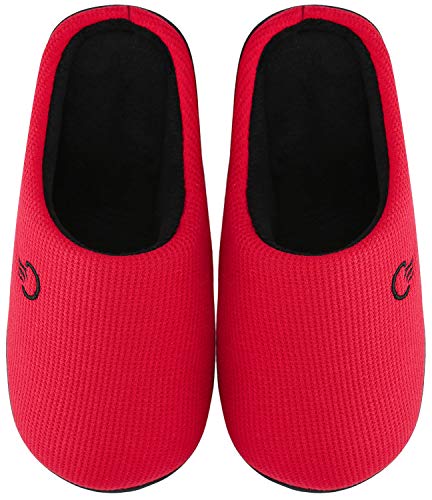 Mishansha Zapatillas de Estar en Casa Hombre Mujer, Zapatillas Casa Memory Foam para Invierno Otoño, Cómodas/Blanditas/Mulliditas y Calientes(Rojo, 42/43 EU)