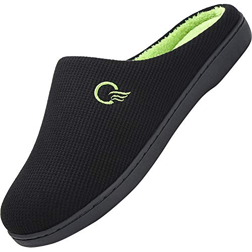 Mishansha Zapatillas de Estar por casa para Hombre Invierno Ultraligero cómodo y Antideslizante,Hombre Negro 42/43 EU