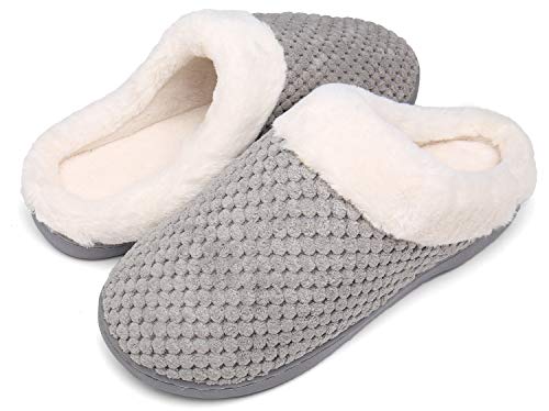 Mishansha Zapatillas De Estar por Casa para Mujer Antideslizante CáLido Invierno Pantuflas Casa Cómodas Suave Memory Foam Slippers,Gris,36/37