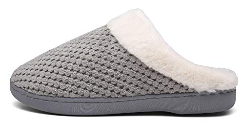 Mishansha Zapatillas De Estar por Casa para Mujer Antideslizante CáLido Invierno Pantuflas Casa Cómodas Suave Memory Foam Slippers,Gris,36/37