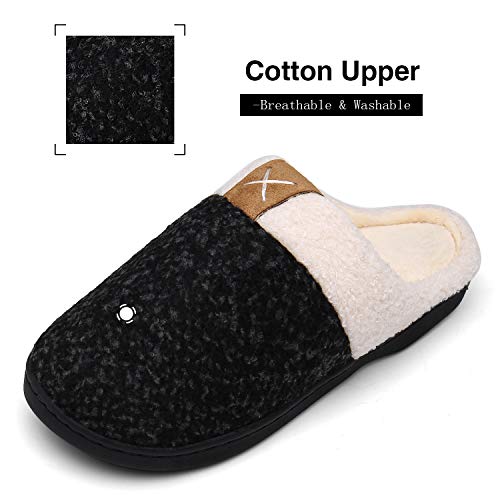 Mishansha Zapatillas Invierno Mujer Memory Foam Casa Zapatos Antideslizante Caliente Pantuflas Casa Cómodas Suave Slippers,Negro,40/41