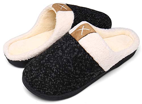 Mishansha Zapatillas Invierno Mujer Memory Foam Casa Zapatos Antideslizante Caliente Pantuflas Casa Cómodas Suave Slippers,Negro,40/41