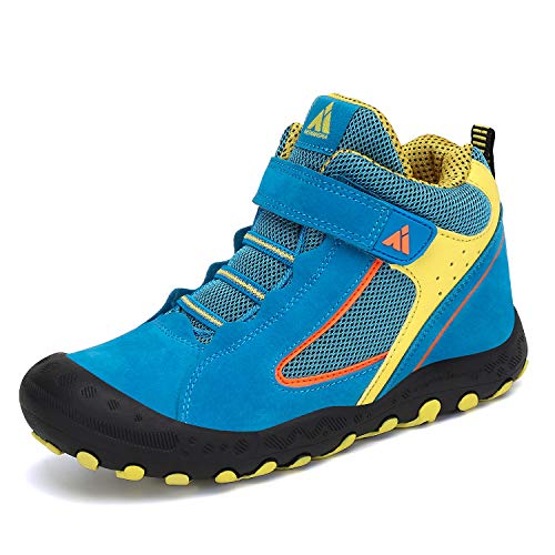 Mishansha Zapatos de Botas de Invierno para Unisex-Niños Botas de Senderismo Cómoda Botas de Montaña Deportiva Azul Gr.29