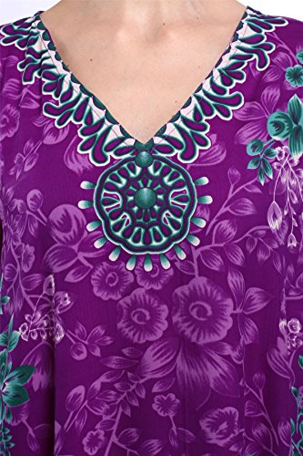 Miss Lavish London Mujeres caftán de Londres túnica Kimono Libre tamaño Largo Vestido de Fiesta para Loungewear Vacaciones Ropa de Dormir Playa Todos los días Cubrir Vestidos Púrpura EU 38-44