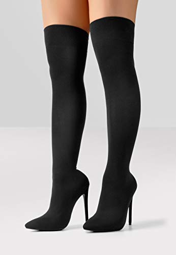 MissHeel Botines elásticos para mujer en la rodilla, puntiagudos., color Negro, talla 44 EU