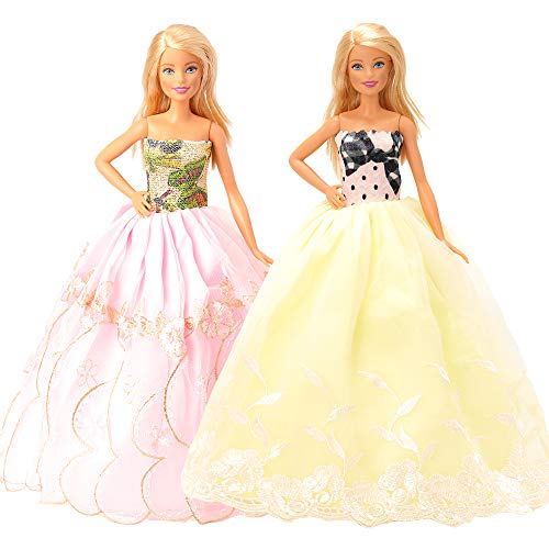 Miunana 22 accesorios para 11,5 pulgadas 28 – 30 cm muñeca chica: 5 vestidos de novia + 10 zapatos + 6 coronas + 6 collares.