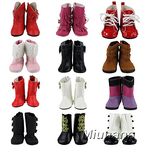 Miunana 5 Pares Zapatos Lona Casuales Lindo Diferentes Tipos Botas Vestir Fiesta Accesorios como Regalo para 18 Inch Americana Girl Doll Muñeca