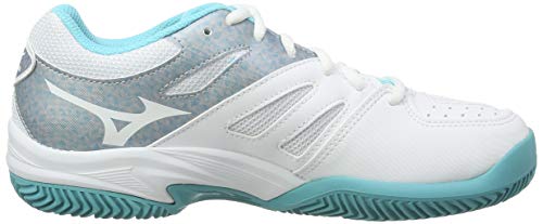 Mizuno Break Shot 2 CC, Zapatillas de Tenis Mujer, Blanco (White/Silver/Blue Curacao 03), 38 EU