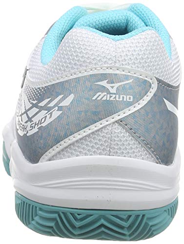 Mizuno Break Shot 2 CC, Zapatillas de Tenis Mujer, Blanco (White/Silver/Blue Curacao 03), 38 EU
