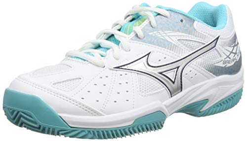 Mizuno Break Shot 2 CC, Zapatillas de Tenis Mujer, Blanco (White/Silver/Blue Curacao 03), 38 EU