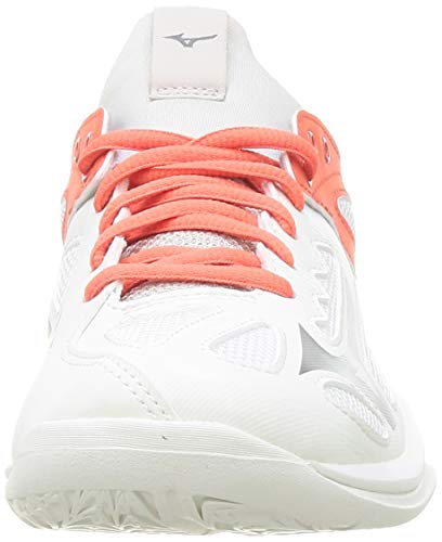 Mizuno Ghost Shadow, Zapatilla de Balonmano Mujer, Swhite/Qshade/Hot Coral, 37 EU