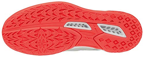 Mizuno Ghost Shadow, Zapatillas de Balonmano Mujer, Gris Glaciergray Blanco Fiery Coral 60, 39 EU