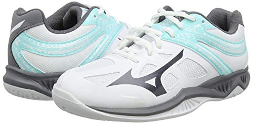 Mizuno Thunder Blade 2, Zapatos de Voleibol Mujer, Blanco (Wht/Dshadow/Aruba Blue 85), 42.5 EU