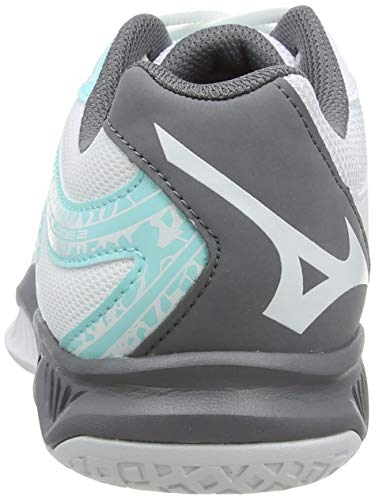 Mizuno Thunder Blade 2, Zapatos de Voleibol Mujer, Blanco (Wht/Dshadow/Aruba Blue 85), 42.5 EU