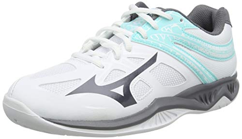 Mizuno Thunder Blade 2, Zapatos de Voleibol Mujer, Blanco (Wht/Dshadow/Aruba Blue 85), 42.5 EU
