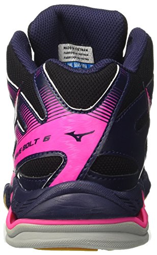 Mizuno Wave Bolt Mid Wos, Zapatos de Voleibol Mujer, Multicolor (Black/White/Peacoat), 36.5 EU