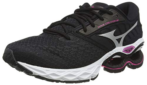 Mizuno Wave Creation 21, Zapatillas para Correr de Carretera Mujer, Negro/Fantasma/Pinkglo, 38.5 EU