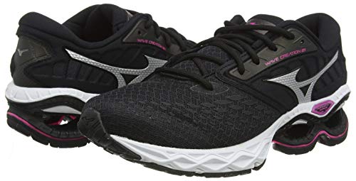 Mizuno Wave Creation 21, Zapatillas para Correr de Carretera Mujer, Negro/Fantasma/Pinkglo, 38.5 EU