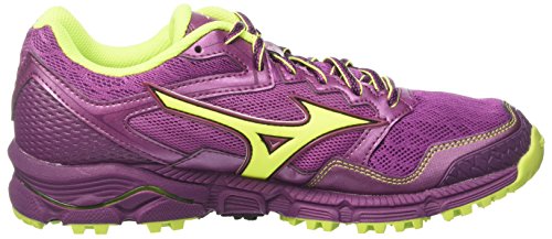 Mizuno Wave Daichi 3 Wos, Zapatillas de Running Mujer, Multicolor (Clover/safetyyellow/Darkpurple 44), 36.5 EU
