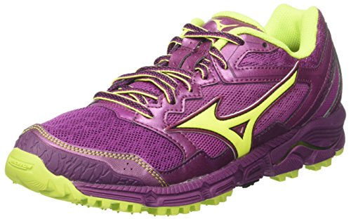Mizuno Wave Daichi 3 Wos, Zapatillas de Running Mujer, Multicolor (Clover/safetyyellow/Darkpurple 44), 36.5 EU