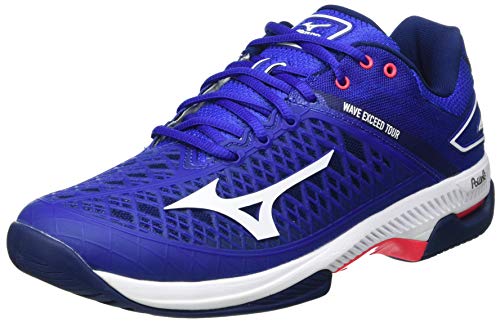 Mizuno Wave Exceed Tour 4 AC, Zapatos de Tenis Unisex Adulto, Reflexblue Wht Diva Rosa, 44.5 EU