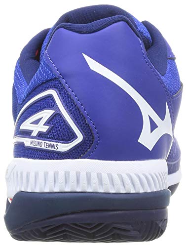 Mizuno Wave Exceed Tour 4 CC, Zapatos de Tenis Unisex Adulto, Azul Reflejo/Blanco/Diva Rosa, 40.5 EU