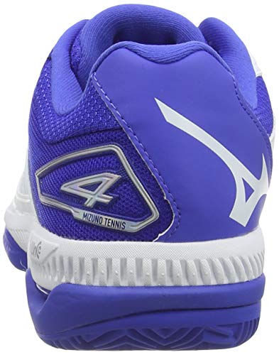 Mizuno Wave Exceed Tour4 CC, Zapatillas de Tenis Mujer, Blanco (Wht/Dazzling Blue/Silver 25), 40 EU