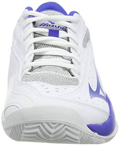 Mizuno Wave Flash CC, Zapatillas de Tenis Mujer, Blanco (Wht/Dazzling Blue/Hrise 25), 38 EU