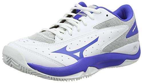 Mizuno Wave Flash CC, Zapatillas de Tenis Mujer, Blanco (Wht/Dazzling Blue/Hrise 25), 38 EU