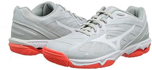 Mizuno Wave Hurricane 3, Zapatos de Voleibol Mujer, Gris (Glaciergray/Wht/Fcoral 60), 37 EU