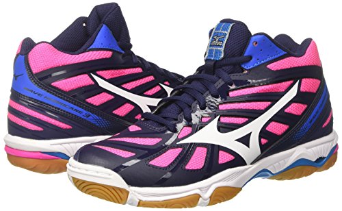 Mizuno Wave Hurricane Mid Wos, Zapatos de Voleibol para Mujer, Multicolor (Peacoat/White/Divablue), 38.5 EU