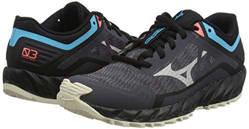 Mizuno Wave Ibuki 3, Zapatillas para Carreras de montaña Mujer, Imán/Cristal Gris/Azul, 43 EU