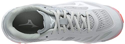 Mizuno Wave Lightning Z5, Zapatillas de Voleibol Unisex Adulto, Gris Glaciergray Blanco Fiery Coral 60, 36.5 EU