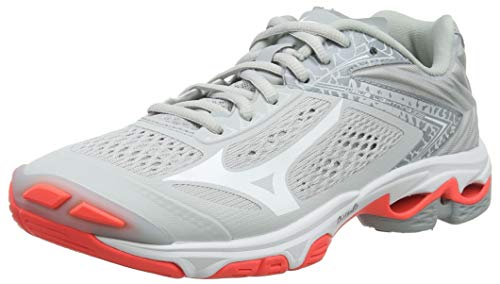 Mizuno Wave Lightning Z5, Zapatillas de Voleibol Unisex Adulto, Gris Glaciergray Blanco Fiery Coral 60, 36.5 EU