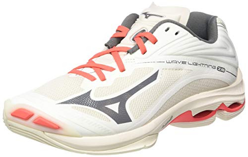 Mizuno Wave Lightning Z6, Zapatillas de vóleibol Mujer, Blancanieves/Qshade/Coralf, 40 EU