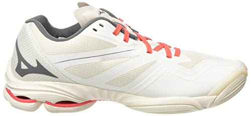 Mizuno Wave Lightning Z6, Zapatillas de vóleibol Mujer, Blancanieves/Qshade/Coralf, 40.5 EU